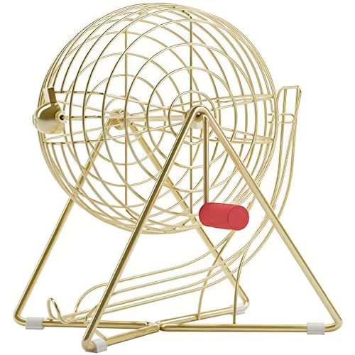 MR CHIPS Professional 11" Steel Bingo Cage Only – Fits 7/8" Bingo Balls (Not for 3/4" Balls or 38mm Ping Pong Balls) – Luxury Gold - color: Luxury Gold Bingo Cage Only