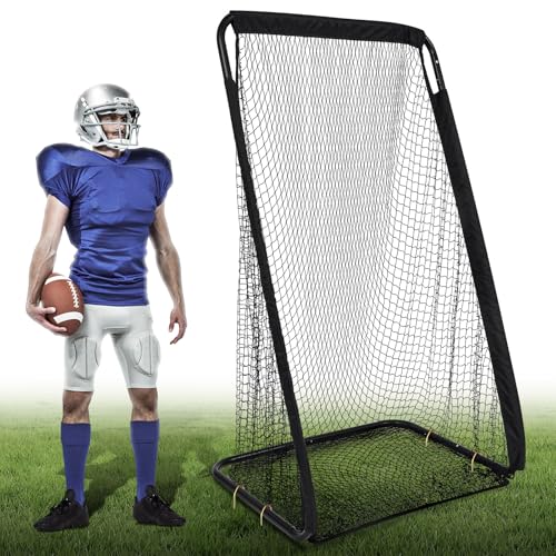 MorningRo Football Kicking Cage Net 7 x 3.2 or 8 x 3 x 4 ft Portable Football Throwing Net Powder Coated Steel Extra Deep Pocket for Punting Kicking Practice Train Equipment