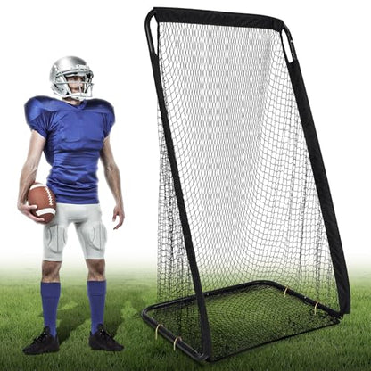 MorningRo Football Kicking Cage Net 7 x 3.2 or 8 x 3 x 4 ft Portable Football Throwing Net Powder Coated Steel Extra Deep Pocket for Punting Kicking Practice Train Equipment