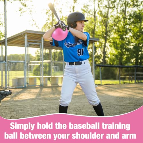 2 Pcs Connection Ball with Pump 9 Inch Pilates Baseball Softball Batting Trainer Improve Arm Action Hitting & Pitching Efficiency Connection Ball for Baseball - color: Pink
