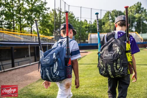 Rawlings | SAVAGE Backpack Equipment Bag | T-Ball/Youth Baseball & Softball | Multiple Styles - color: Black / Royal