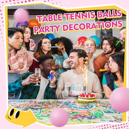 Soulchen 40mm Glow in The Dark Table Tennis Balls Bulk, Carnival Game Night, Neon Birthday Party Favors, Classroom Rewards, Goodie Bag Filler, Pet Playmate - color: Pastel Pink, size: Solid