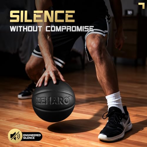 Zenaro Ultra Premium Silent Basketball - Size 7 (29.5”), Non-Compressed, 3D Sculpted Groove for True Bounce & Control, Real Game-Weight Indoor Basketball, Durable Airless Foam, Premium Gift Box