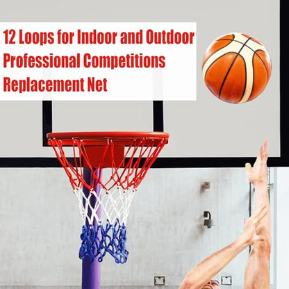 NEIJIANG Basketball Net Replacement, 2025 Upgrade Thick Professional Basketball Nets Heavy Duty Outdoor, All Weather Anti Whip Color Never Fade -12 Loops - style: 6Pcs