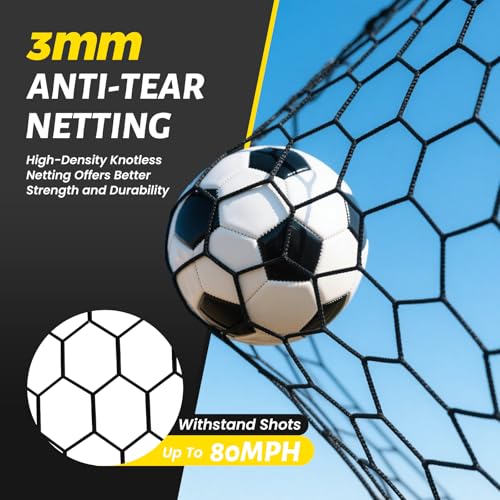 NAIZEA Soccer Goals - 24x8/21x7/18x7/12x6/16x7/10x6/8x6/6x4FT Soccer Goals for Backyard Training- Portable Metal Soccer Net for Youth & Adults - Heavy Duty Steel for Indoor Outdoor Games & Practice - size: 12ft x 6ft, style: Pro-Grey/Alu