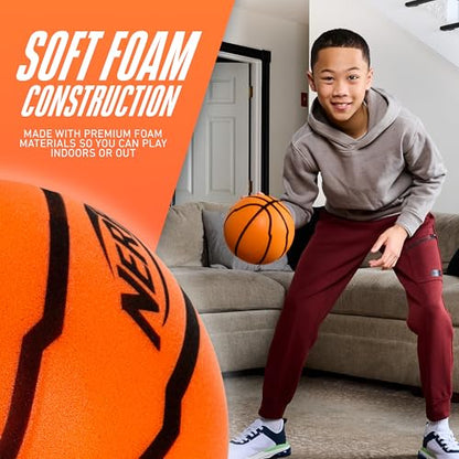 Nerf Quietcourt Silent Foam Basketball - Mini or Official Size Silent Dribbling Foam Basketball - Never Goes Flat - 7" or 29.5" - Orange - size: 7"