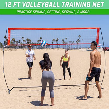 GoSports Freestanding Volleyball Training Net - 12 ft or 20 ft - Indoor our Outdoor Use, Instant Setup, and Height Adjustable - style: 12 ft