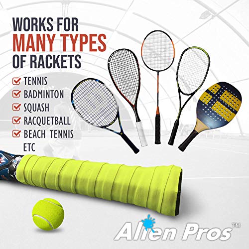 ALIEN PROS Tennis Racket Grip Tape (6 Grips) – Precut and Light Tac Feel Tennis Grip – Tennis Overgrip Grip Tape Tennis Racket – Wrap Your Racquet for High Performance (6 Grips)