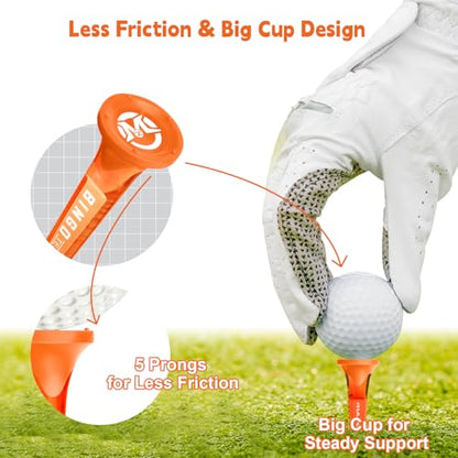 MAZEL Transparent Plastic Golf Tees 8 Pack,Enhanced Durability & Stability Plastic Tees with 5 Prongs,Minimize Friction and Side Spin - color: Deep Orange