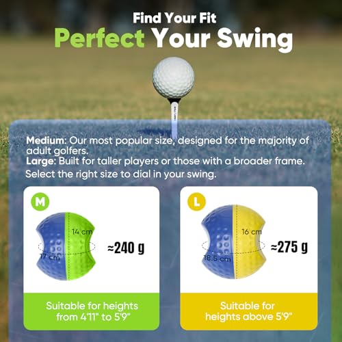 Golf Training Aid Ball for Impact Precision & Consistent Swings, Golf Swing Trainer, Simple and Effective Golf Training Tool, Fix Chicken Wing, Improve Tempo, Backswing & Ball Striking - size: Medium