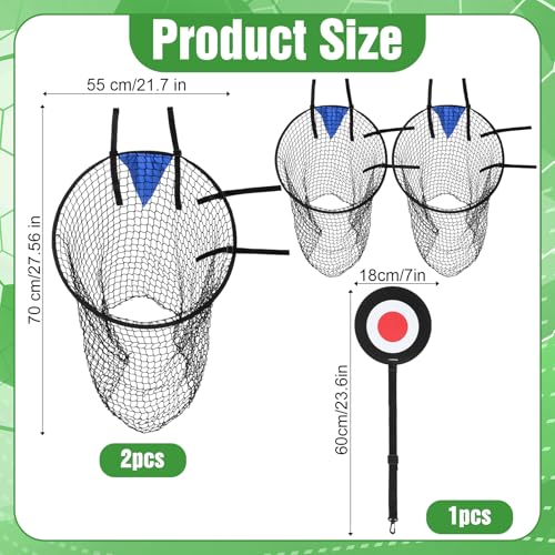 2 Pcs Soccer Training Net with 1 Pcs Target, 22 inch Top Bins Soccer Target Goal for Goal Training Easy to Attach Detach Ball Top Bin for Football Shooting Accuracy Practice Equipment Trainer Gift
