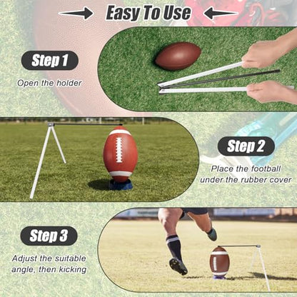Football Kicking Tee Holder, Metal Football Kicking Stand for Field Goal Kickers Tee Stand, Foldable Field Goal Place Kicks Holder for Kickoff