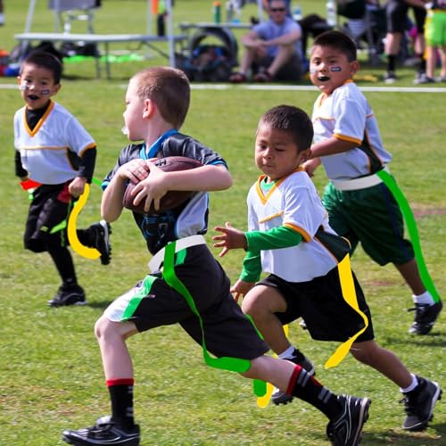 Sintege 14/28 Player Flag Football Belt Set, Adjustable Football Flag and Belts Gifts for Youth Adults Sports Training Event - color: Yellow, Green