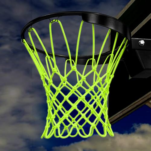 Nogeqi Nightlight Basketball Net Replacement, Basketball Hoop Net, Nylon Basketballs Nets Heavy Duty Outdoor, Fits Outdoor Indoor Standard Rim, All Weather Anti Whip Anti-Entanglement(12 Loops)