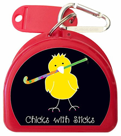 Field Hockey Mouthguard Mouth Guard Case - Field Hockey Chick (Rose)