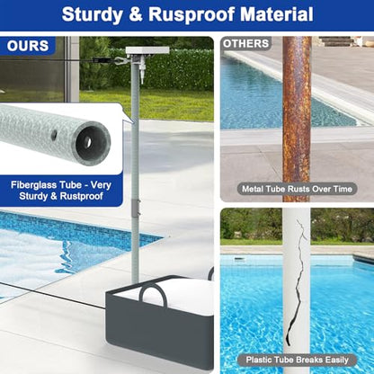 Pool Volleyball Net Set with Bright LED Lights, Solar Volleyball Net with 15-32FT Adjustable Length for Inground Pools, Water Volleyball Net with 2 Balls & Pump for Swimming Pool Party & Games