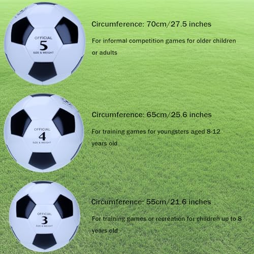 Classic Black & White Soccer Ball with Pump – Machine Stitched PU Leather Training Ball for Indoor & Outdoor Practice – Durable Recreational Football – Sizes3/4/5 - size: 4