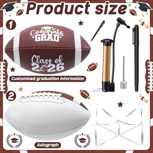 4 Pcs Autograph Football Soccer Gift Blank Signature Official Size Footballs Gifts with Acrylic Stand and Signature Pen Pump Two Tone Panels for Coach Gifts Anniversary Birthday - style: Graduation