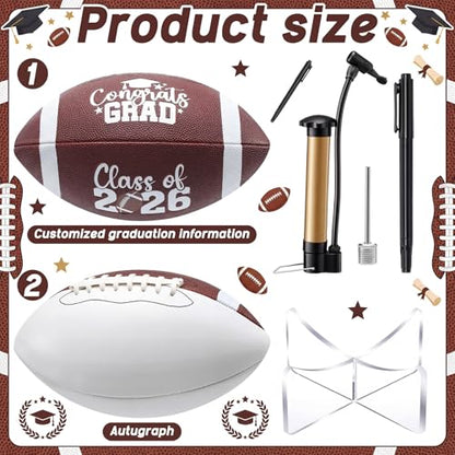 4 Pcs Autograph Football Soccer Gift Blank Signature Official Size Footballs Gifts with Acrylic Stand and Signature Pen Pump Two Tone Panels for Coach Gifts Anniversary Birthday - style: Graduation