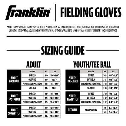 Franklin Sports Kids Baseball Glove + Foam Ball Sets - Meshtek Youth Teeball Gloves for Kids + Toddlers - Left + Right Hand Throw - 9.5" Inch - color: Black/Graphite/White