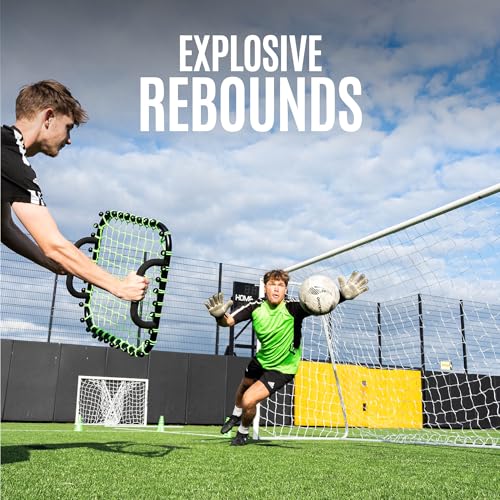 QUICKPLAY Handheld Soccer Rebounder | Elastic Connected Net for Fast, Unpredictable Rebounds | Ideal for Goalkeeper, Volley & Passing Drills and Heading Practise