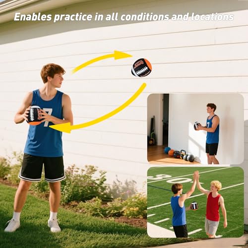 Training Football, Youth Size Fatherless Football PassCatch Solo Enhancing Passing Catching Halfball(with Pump) - style: Brown-7#(Ages 5-14)