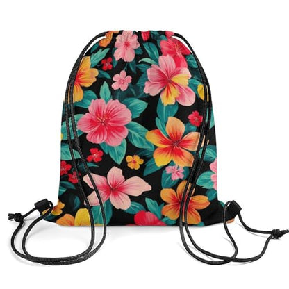 Sports Drawstring Sackpack Lightweight Backpack Waterproof for Training Gym Yoga Beach Men Women String Bag, Hawaiian Colorful Flower Bags - color: Picture (1004)