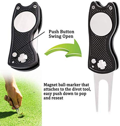 Golf Towel Microfiber Waffle Pattern Golf Towel | Brush Tool Kit with Club Groove Cleaner | Golf Divot Tool | Golf Accessories for Men - color: Red