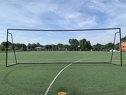 24 x 8 Ft.Regulation Size Soccer Goal w/Weatherproof HDPE Net. 50MM Diameter Industrial Grade Black Powder Coated Galvanized Steel. Portable 8x24 Foot Training Aid. ONE Year Warranty! - color: Black, size: 24x8