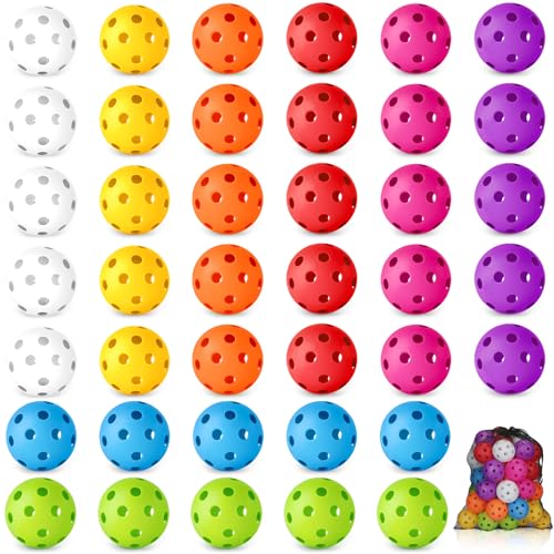 Coopay 20/40 Pack Practice Baseball Softball Plastic Training Balls Lightweight Hollow Limited Flight Softballs for Hitting, Pitching,Batting Training Indoor Outdoor Use - color: Multicolor, style: 40 Pack