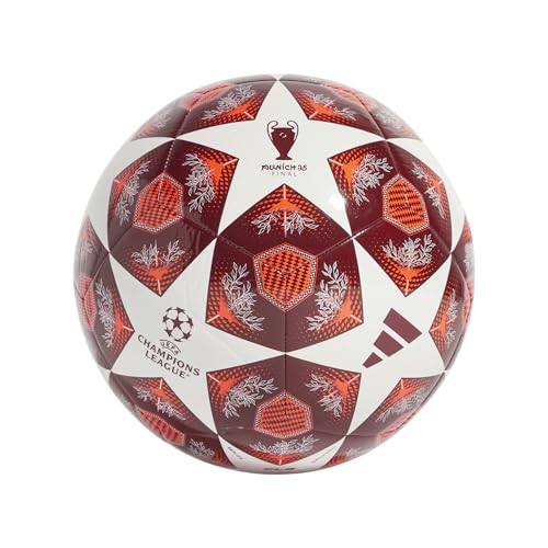 Adidas UEFA Champions League Soccer Ball - color: White/Solar Red/Collegiate Burgundy/Club, size: 3