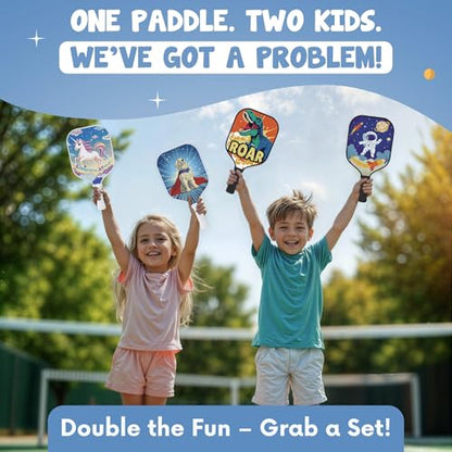 Kids Pickleball Paddle Designed for Ages 3–12 | Lightweight Fiberglass (0.37 lbs) | Small Grip for Easy Control | Fun Beginner Gift for Girls, Toddlers & Youth - color: Dog