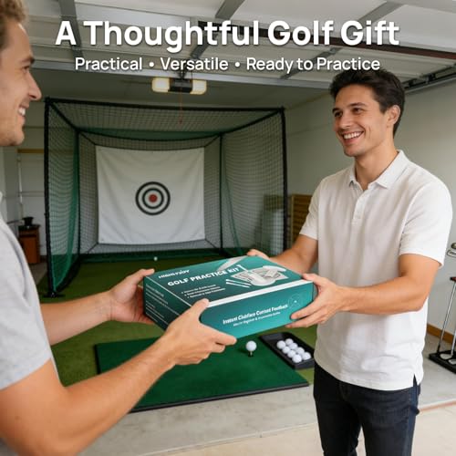 68 Pcs Golf Mat Tees Set, Mix Sizes Rubber Tees for Simulator & Hitting Mats, Golf Swing Training Aid with Impact Tape and Bamboo Tee for Beginners & Pro Golfers Indoor or Driving Range Practice