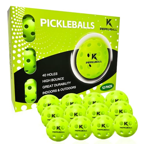 26 Hole Indoor 40 Outdoor Pickleball Balls 4 8 12 Pack Compatible with All Pickleball Paddles - color: X40-Green, size: 12 Count