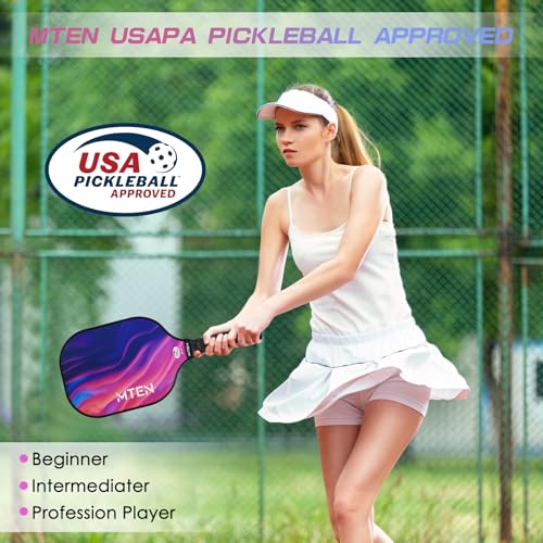 Pickleball Paddles Set of 2 or 4, or Single Paddle – USAPA Approved Fiberglass Surface Pickleball Rackets Set for Men & Women - color: Black Pink