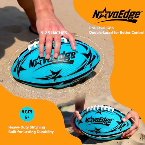 Hydro Water Football - 9.25-Inch Mesh Outer with Rubber Bladder | for All Ages - Pool, Lake, Beach Play | Textured Grip with Real Laces | Includes Pump | Choose 1 or 2 Ball Pack - color: Blue X1
