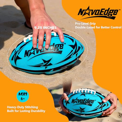 Hydro Water Football - 9.25-Inch Mesh Outer with Rubber Bladder | for All Ages - Pool, Lake, Beach Play | Textured Grip with Real Laces | Includes Pump | Choose 1 or 2 Ball Pack - color: Blue X1