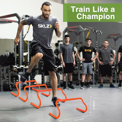 Agility Ladder Training Equipment Set - Agility Ladder(12 Rungs/20ft), 4 Speed Hurdles, 12 Training Cones, Jump Rope, Parachute for Speed/Soccer/Football Training with Carry Bag