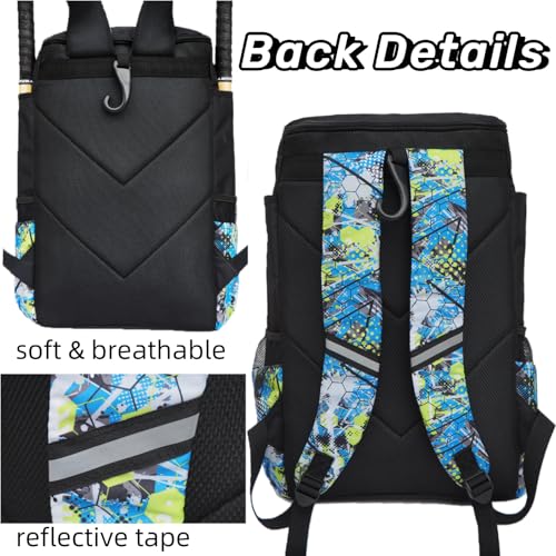 Baseball & Softball Bat Bag For Youth Adults, Sports Equipment Backpack with Shoe Compartment, Fence Hook, Bat Holder, Helmet, Baseball Glove, Big Size & Lightweight