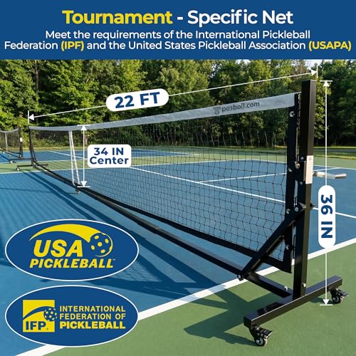 Pro Pickleball Net Portable Outdoor, 22 FT Pickle Ball Net System with Steel Cable Tensioning & Lockable Wheels, Ideal Pickleball Net for Driveway Backyard Park
