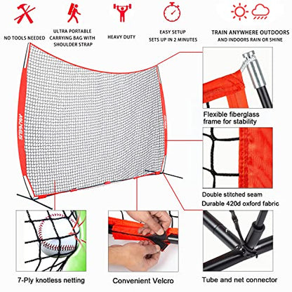 Sports Barrier Net,Sports Net,Barricade Backstop Net,Perfect for Baseball,Softball,Soccer, Basketball,Lacrosse - style: 12X9Ft-Red
