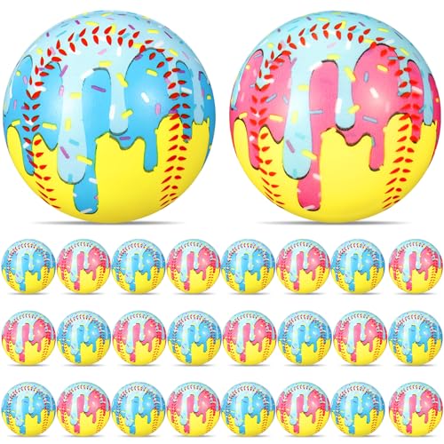Seenelling 24 Pcs Softball Ice Cream Drip Stress Balls 2 Colors 2.36 Inch Ice Cream Drip Stress PU Soft Foam Balls Softball Party Gifts for Party Decorations Birthday Supplies - color: Softball