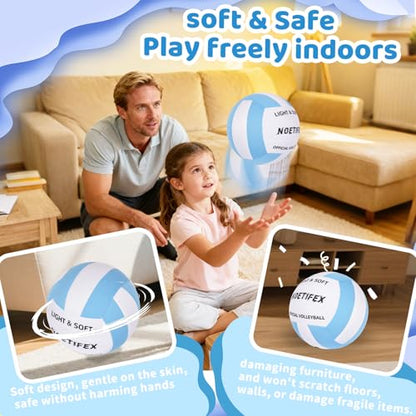 Soft Indoor Volleyball, Ultra Soft Fabric Lightweight Volleyball for Safe & Quiet Practice, Ideal for Kids Youth Beginners Indoor Home Yard Training Games (Deflated)