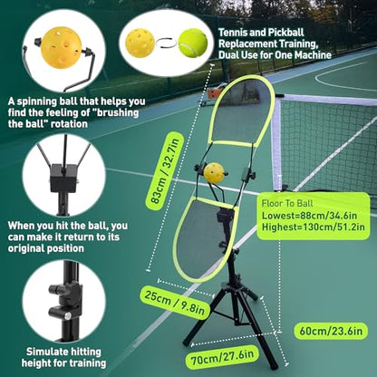 Pickleball Topspin Trainer,Solo Pickleball Practice Equipment,Portable Pickleball Training aids- Master Topspin&Backspin Techniques,Multi-Setting Trainer for Courts,Homes&Beyond