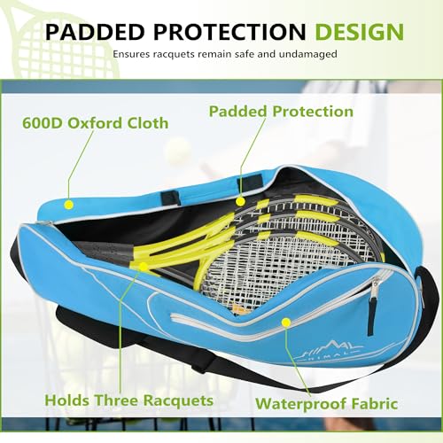 Himal 3 Racquet Tennis Bag With Protective Pad, Tennis Racket Bag for Men Women, Sports Enthusiasts of All Ages - color: Blue