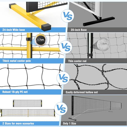 Portable Pickleball Net for Driveway, 22 FT Regulation Size & 11 FT Half Court Size Pickle Ball Net with Ball Collector, 2-in-1 Pickle Ball Net with Carry Bag for Garages Backyard - style: Pickleball Net with Court Markers