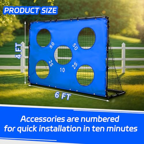 Simgoing 2 in 1 Soccer Goal Portable for Backyard Soccer Training Net Detachable Metal Target Goal Net with Ground Nails for Indoor Outdoor Sports