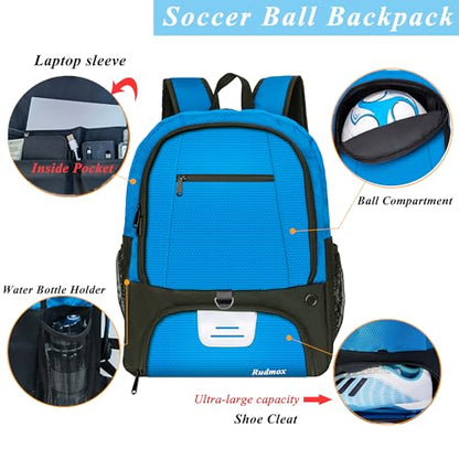 Soccer Ball Bag-Backpack for Basketball,Volleyball with Cleat Shoes and Ball Compartment for Sports Team,Trainning - color: Blue