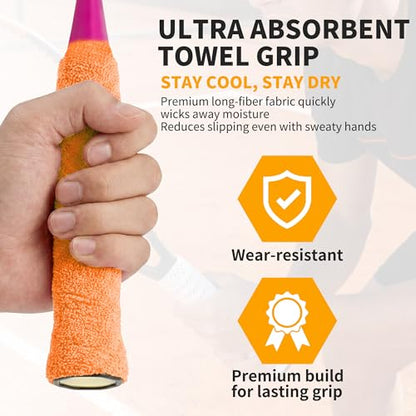 2 Pcs Tennis Racket Grip Tape, Towel Tennis Overgrip Tape, Anti-Slip Absorbent Grip, Racket Overgrip Tape,9 Colors - color: Orange