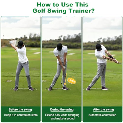 Retractable Golf Swing Trainer, Portable Golf Grip Trainer Right Hand with Practice Golf Club Weights for Enhance Swing Technique, Beginners Tempo Trainer for Chipping Hitting